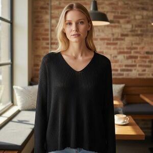 Vintage J. Jill Open Knit Long Sleeve Black Sweater Women's Size Small EUC